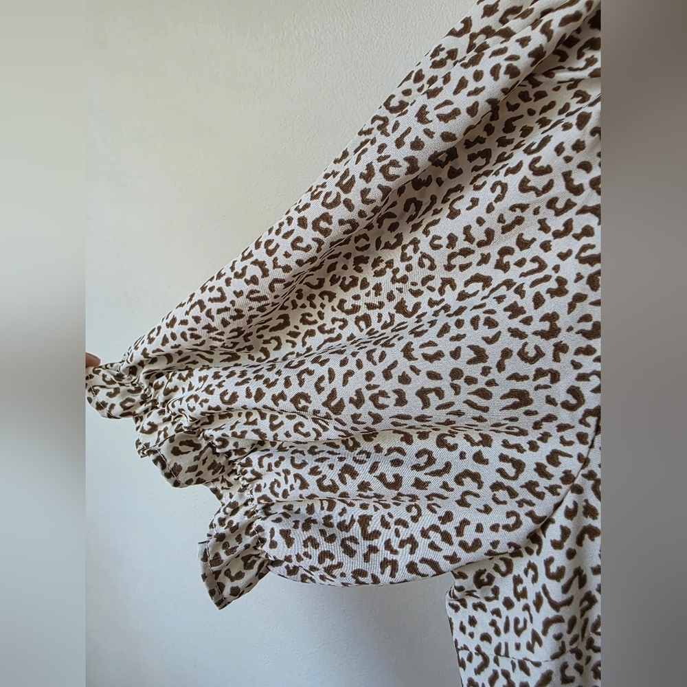 ⭐️40% Off⭐️ Prettygarden Boho Leopard Print Puff Sleeve Dress - Picture 9 of 14